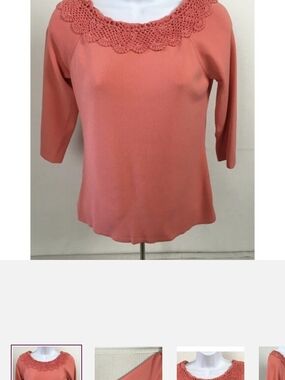Women’s Coral Crochet-Neck Top